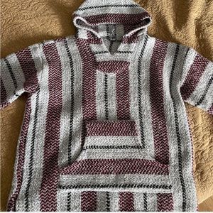 Striped Hooded Sweater - Black, Gray, and Red